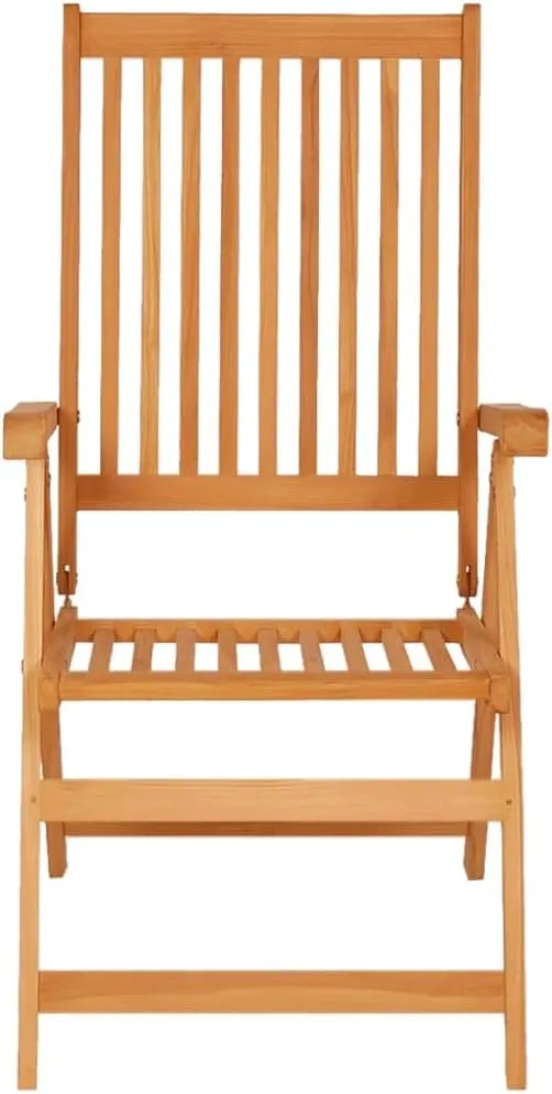 Patio Chairs 2 Pcs with Cream Cushions Solid Teak Wood Foldable Reclining Outdoor Lounge Chairs for Garden Backyard Balcony Poolside