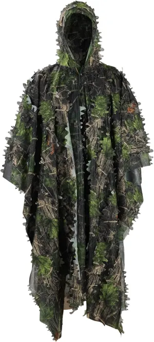 PELLOR Ghillie Suit Poncho for Men,3D Leafy Camo Poncho for Hunting Bird Watch Military CS Woodland Hunting