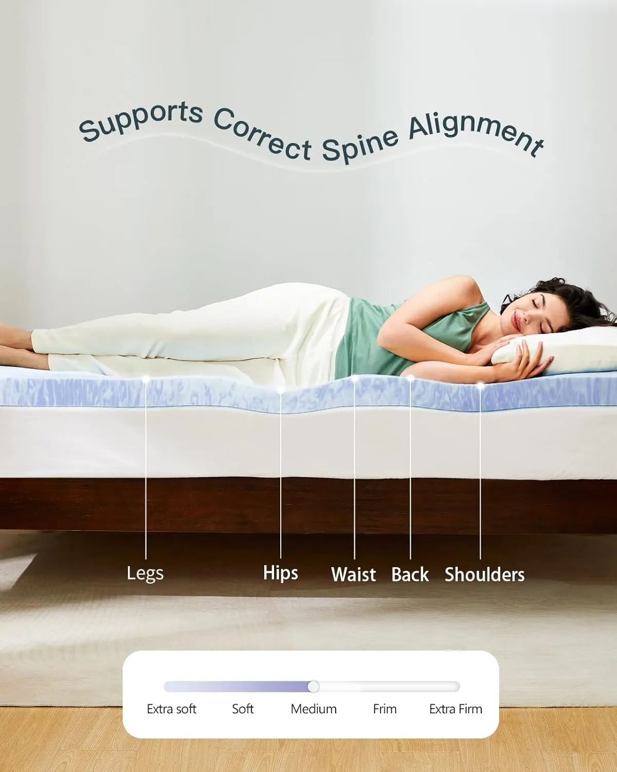 PERLECARE 2 Inch Memory Foam Mattress Topper Queen, Cooling Gel Infused Mattress Pad, Ventilated Bed Topper for Pressure Relief Back Pain, CertiPUR-US Certified