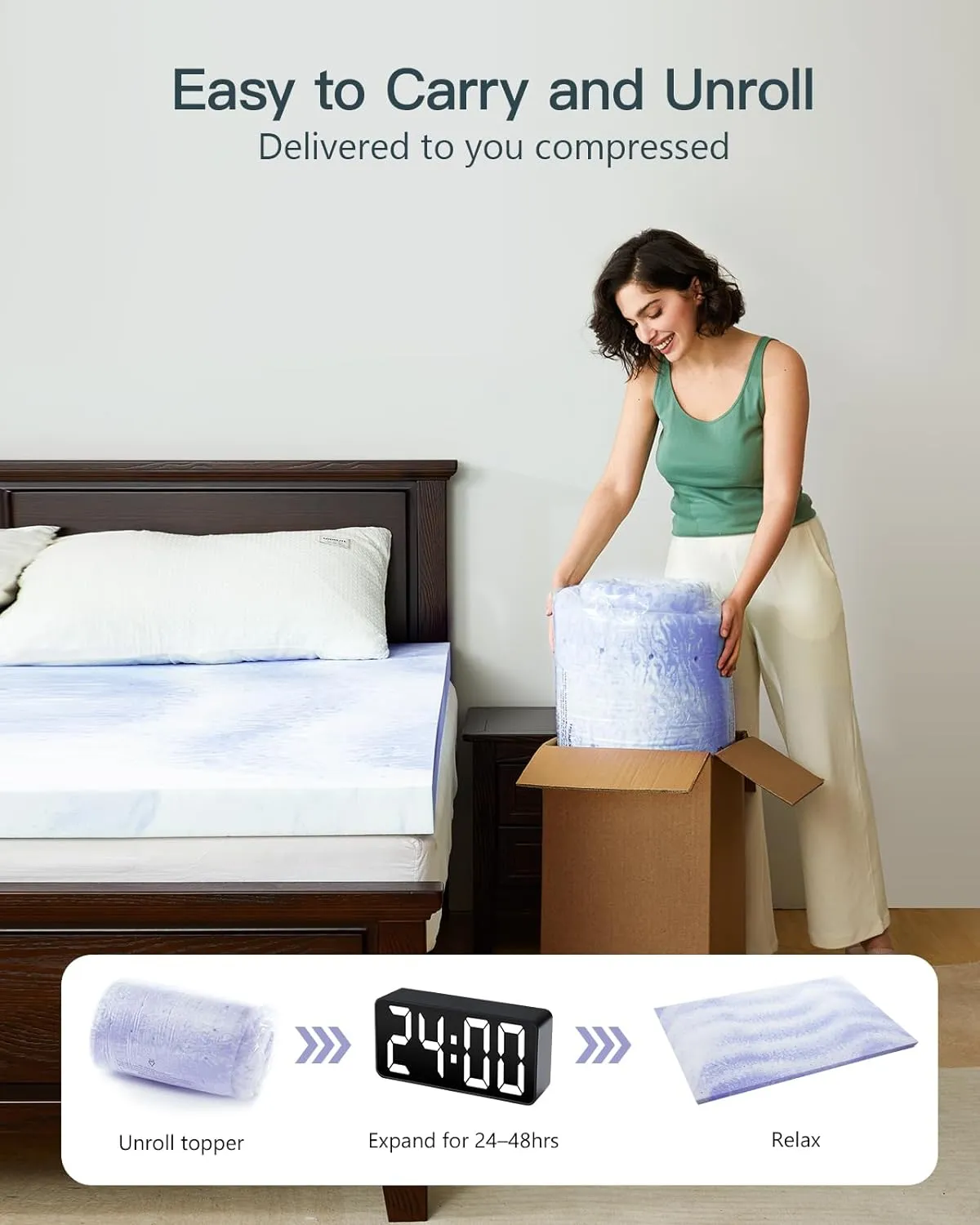 PERLECARE 2 Inch Memory Foam Mattress Topper Queen, Cooling Gel Infused Mattress Pad, Ventilated Bed Topper for Pressure Relief Back Pain, CertiPUR-US Certified