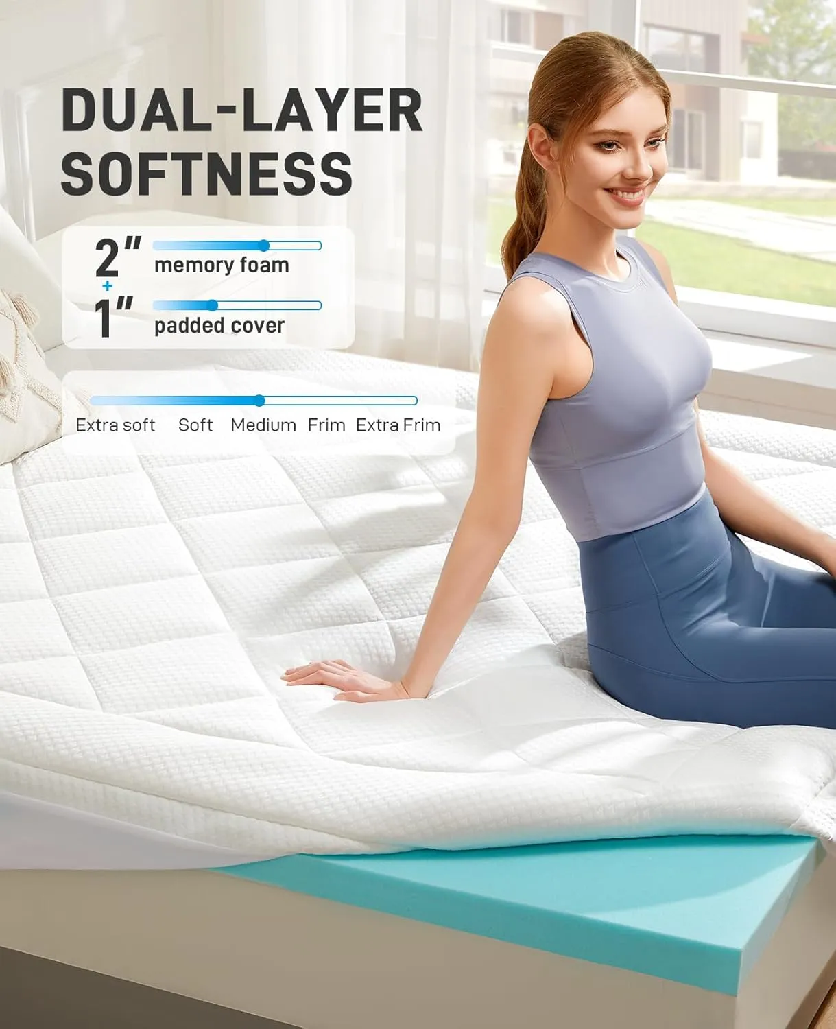 PERLECARE 3 Inch Ultra Soft King Mattress Topper, Plush Support for Back Pain, 2 Inch Cooling Gel Memory Foam Plus 1 Inch Pillow Top Cover, CertiPUR-US Certified, PCMT11W-K3