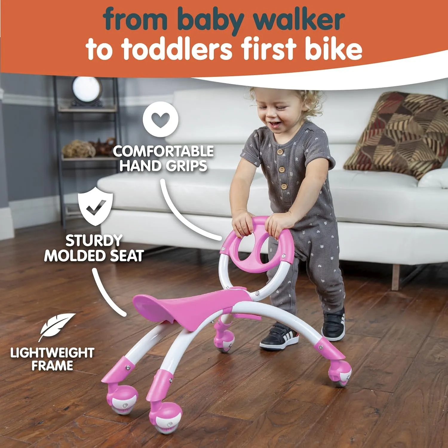 Pewi Walking Ride On Toy - From Baby Walker to Toddler Ride On for Ages 9 Months to 3 Years Old