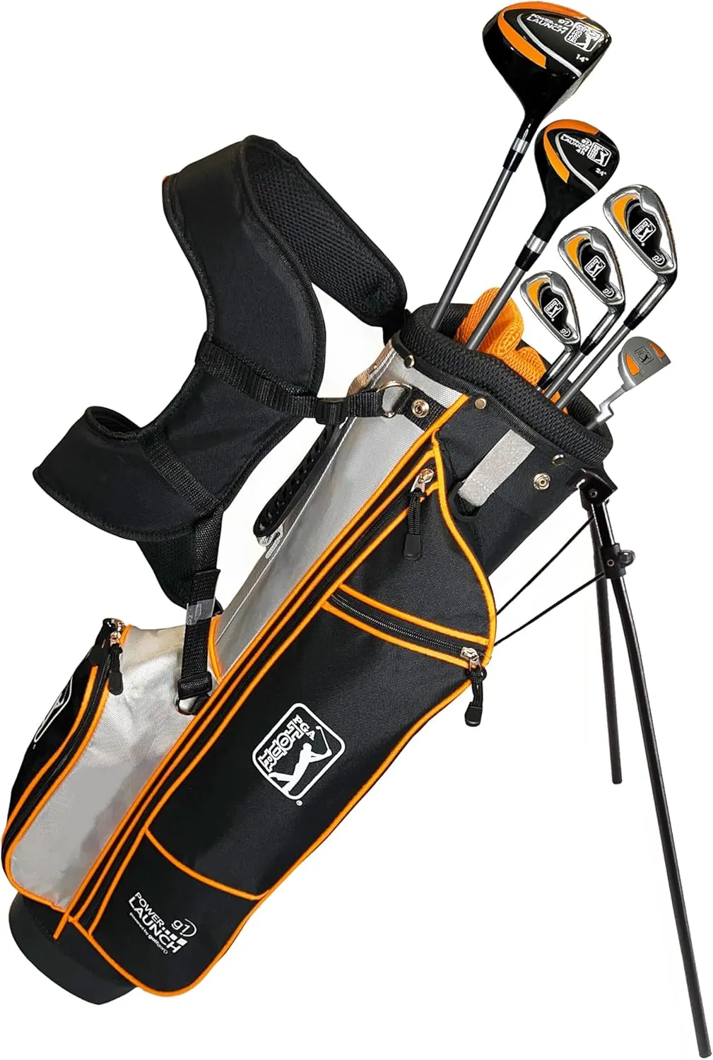PGA TOUR Youth Golf Club Set for Ages 8-12 (4’8”-5’2”) and 12  (5’2” ), Right and Left-Handed Kids Golf Sets – Beginner Junior Golf Clubs with Lightweight Stand Bag, Mallet Putter, Hybrid, Driver