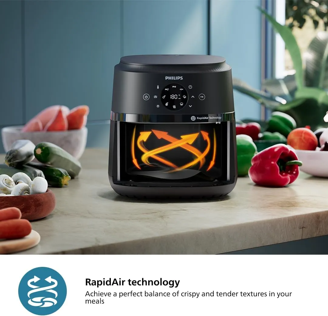 Philips Air Fryer 2000 Series 13-in-1 functions, 6.6 Quarts, Compact Design with Cooking Window, Black, (NA230/00)
