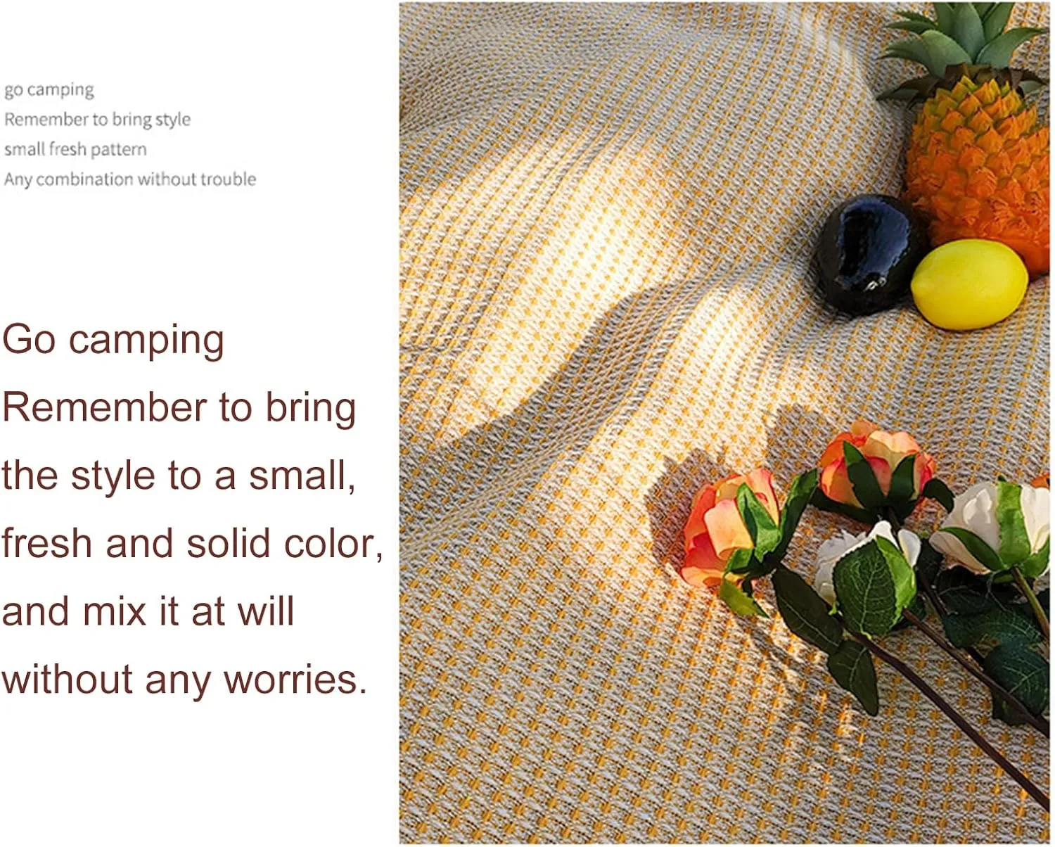 Picnic Blanket, Soft Tassels Foldable Outdoor Lightweight Camping Mat for Park Grassland (Black, 180cmx180cm)