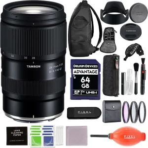 Pixel Connection Tamron 28-75mm f/2.8 Di III VXD G2 Lens for Nikon Z-Mount Full Frame Mirrorless Cameras with Advanced Accessories & Travel Bundle | AFA063Z-700 | Tamron 28-75mm Lens