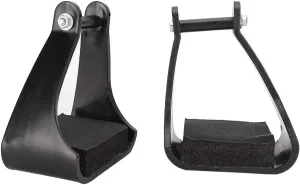 POM Plastic Stirrups for Westerns Horse Riding, Saddle Trail with Black Cushioned Foam Foot Pad, Angled Comfort, Shock Absorbing Pads
