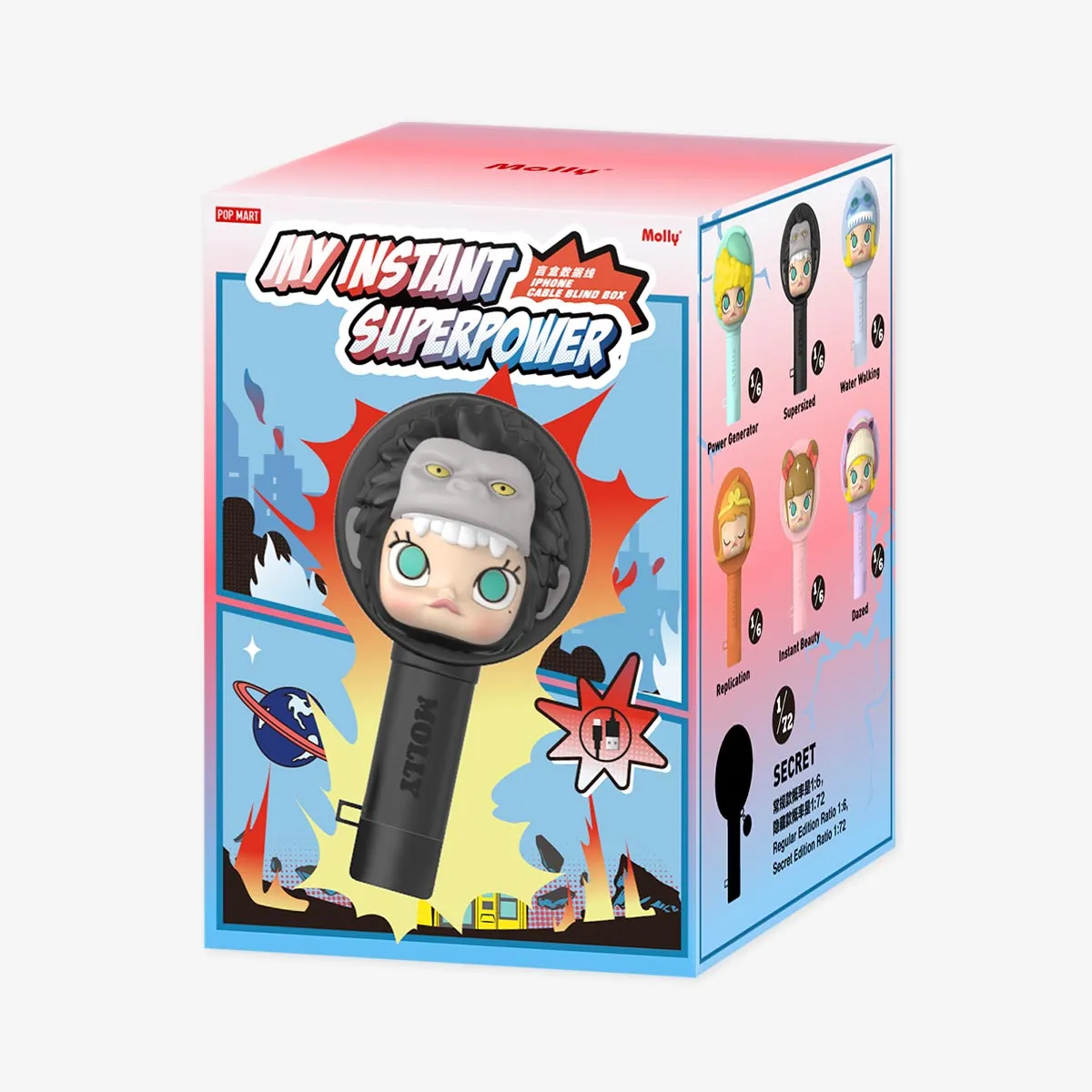 POP MART MOLLY My Instant Superpower Series iPhone Cable Blind Box