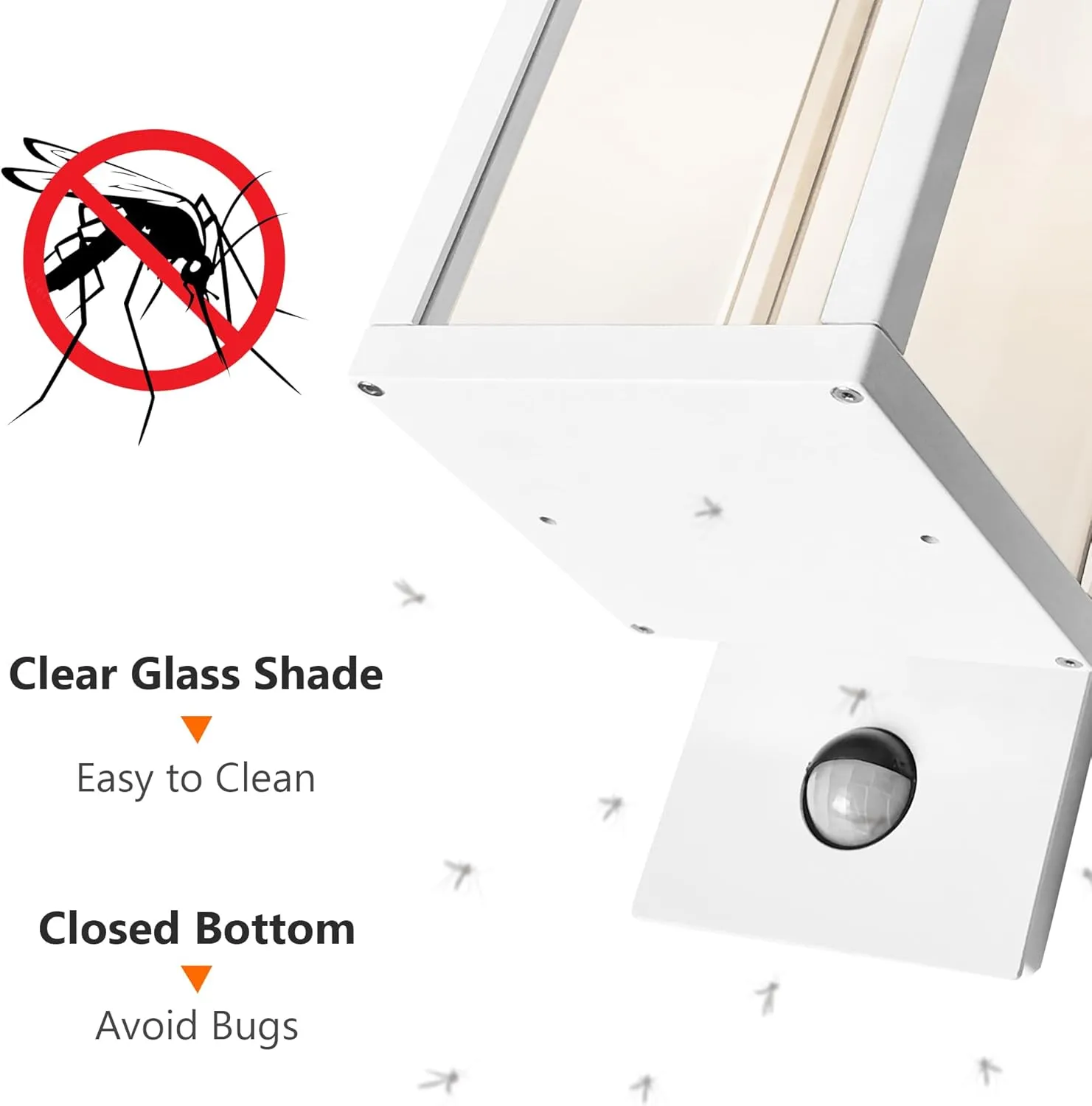 Porch Lights Outdoor Motion Sensor Wall Light LED Wall Mount Lantern White Exterior Light Fixture with Glass for House Garage Patio Garden,13W 750LM,IP54 Waterproof