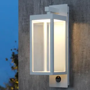 Porch Lights Outdoor Motion Sensor Wall Light LED Wall Mount Lantern White Exterior Light Fixture with Glass for House Garage Patio Garden,13W 750LM,IP54 Waterproof