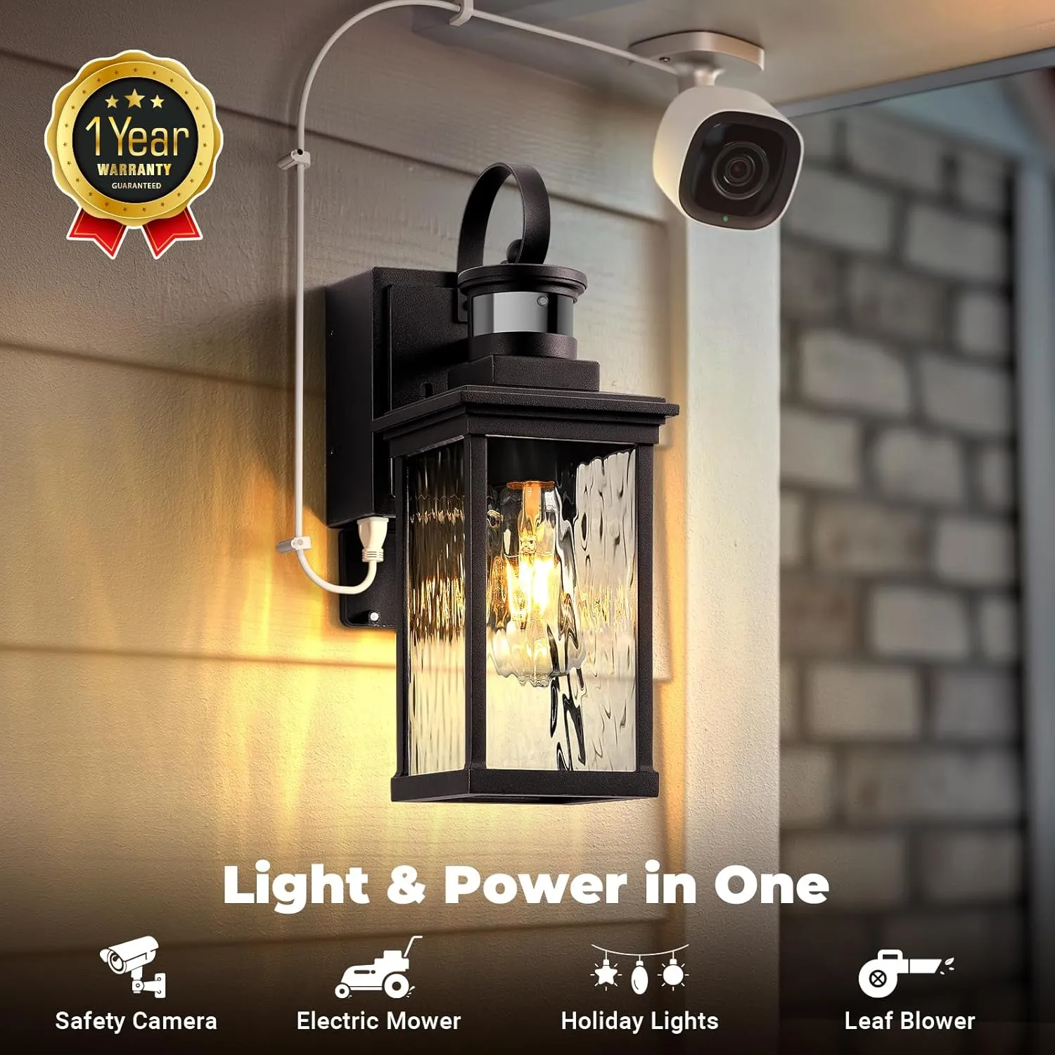 Porch Lights Outdoor with GFCI Outlet, Oil Rubbed Bronze Motion Sensor Exterior Lighting Fixtures Wall Mount for House, 100% Aluminum Farmhouse Outdoor Wall Sconce Lantern for Garage, Patio