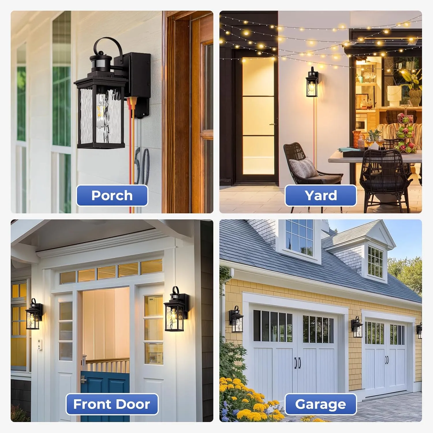 Porch Lights Outdoor with GFCI Outlet, Oil Rubbed Bronze Motion Sensor Exterior Lighting Fixtures Wall Mount for House, 100% Aluminum Farmhouse Outdoor Wall Sconce Lantern for Garage, Patio