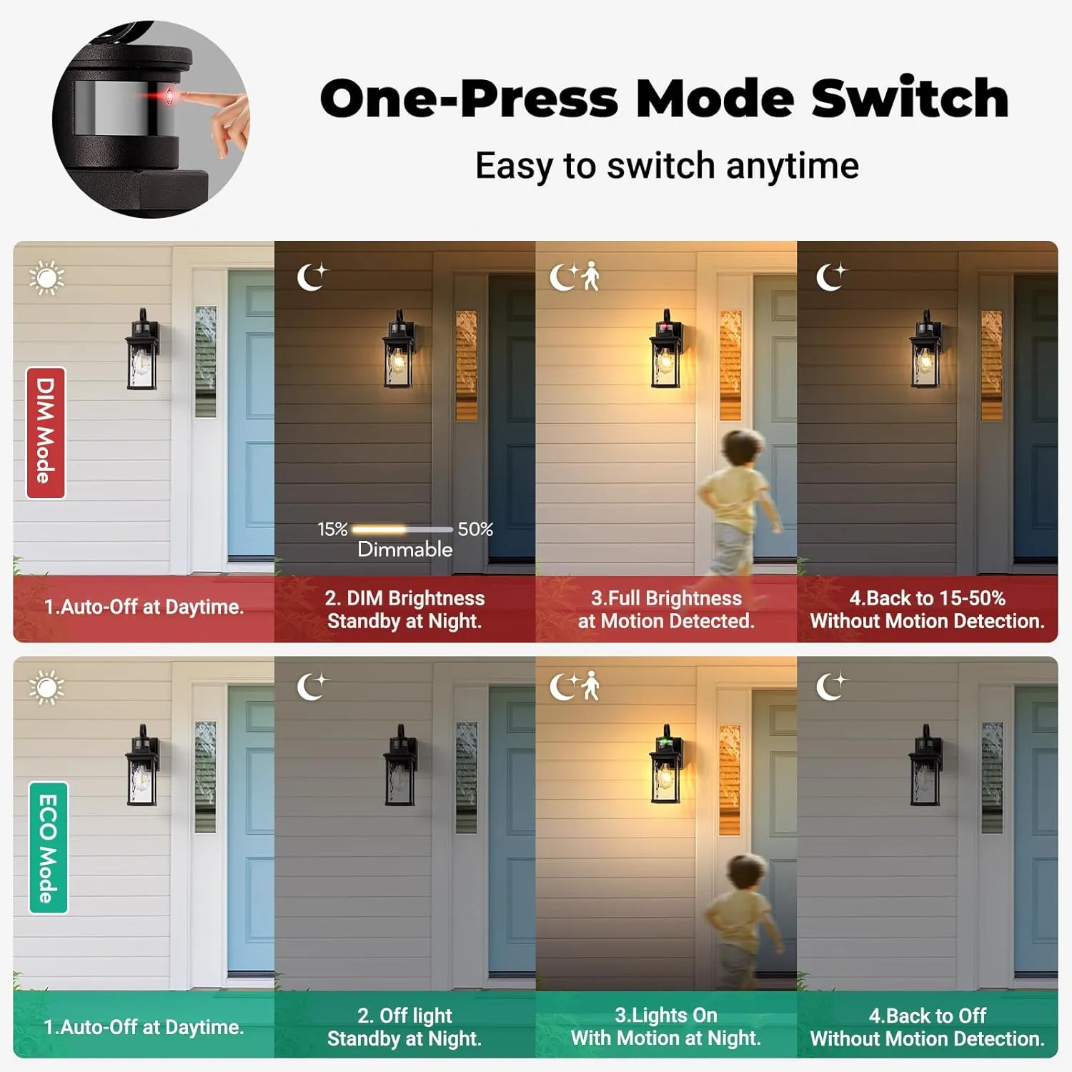 Porch Lights Outdoor with GFCI Outlet, Oil Rubbed Bronze Motion Sensor Exterior Lighting Fixtures Wall Mount for House, 100% Aluminum Farmhouse Outdoor Wall Sconce Lantern for Garage, Patio