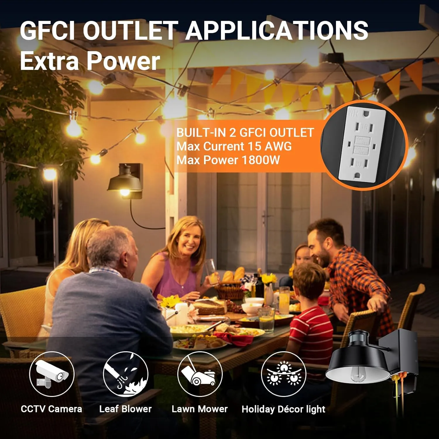 Porch Lights with Dusk to Dawn Motion Sensor, Waterproof Anti-Rust Lantern for Outside Use, Wall Sconce with GFCI Outlet for Front Door