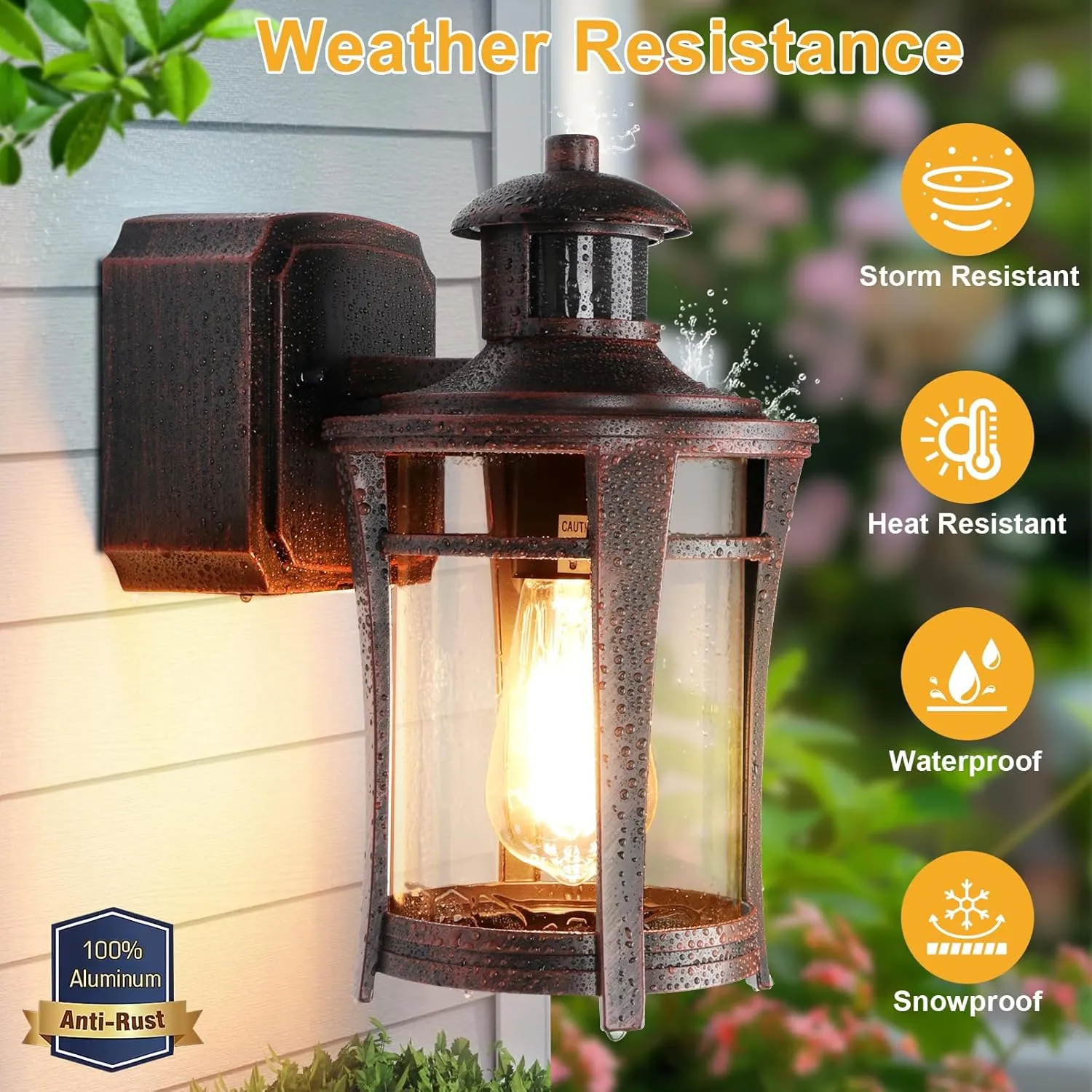 Porch Lights with Outlet, Outdoor Motion Sensor Lights, Dusk to Dawn Exterior Light Fixture,Anti-Rust Waterproof Outdoor Wall Light,Aluminum Outside Lights for House Patio Front Door Garage,Gold Grim
