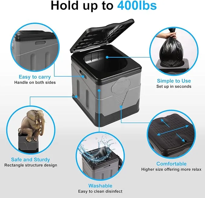 PORMYTRIP Portable Toilet Camping Toilet Foldable Toilet for Car Indoor Outdoor Commode Travel Toilet Portable Toilet for Camping,Tent,Hiking,Boating,Long Road Trips,Traffic jam,Home