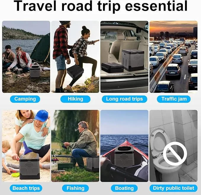 PORMYTRIP Portable Toilet Camping Toilet Foldable Toilet for Car Indoor Outdoor Commode Travel Toilet Portable Toilet for Camping,Tent,Hiking,Boating,Long Road Trips,Traffic jam,Home