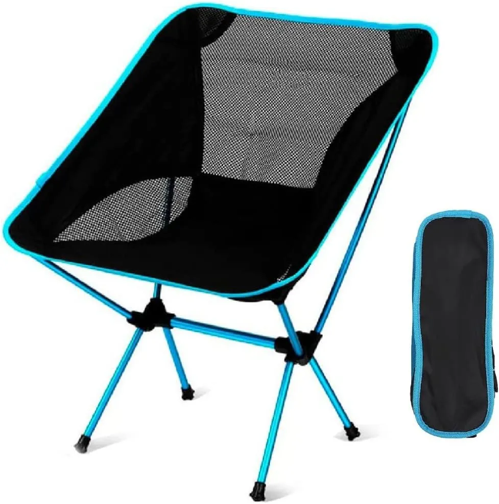 Portable Beach Camping Accessories, Garden Resistant Aluminum seat Reclining transportable Chair, 23x26 for Adults, Blue