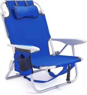 Portable Beach Chair for Adults, 4 Position Backpack Folding Camping Chairs for Outdoor, Beach Chairs with Backpack Straps,Blue…