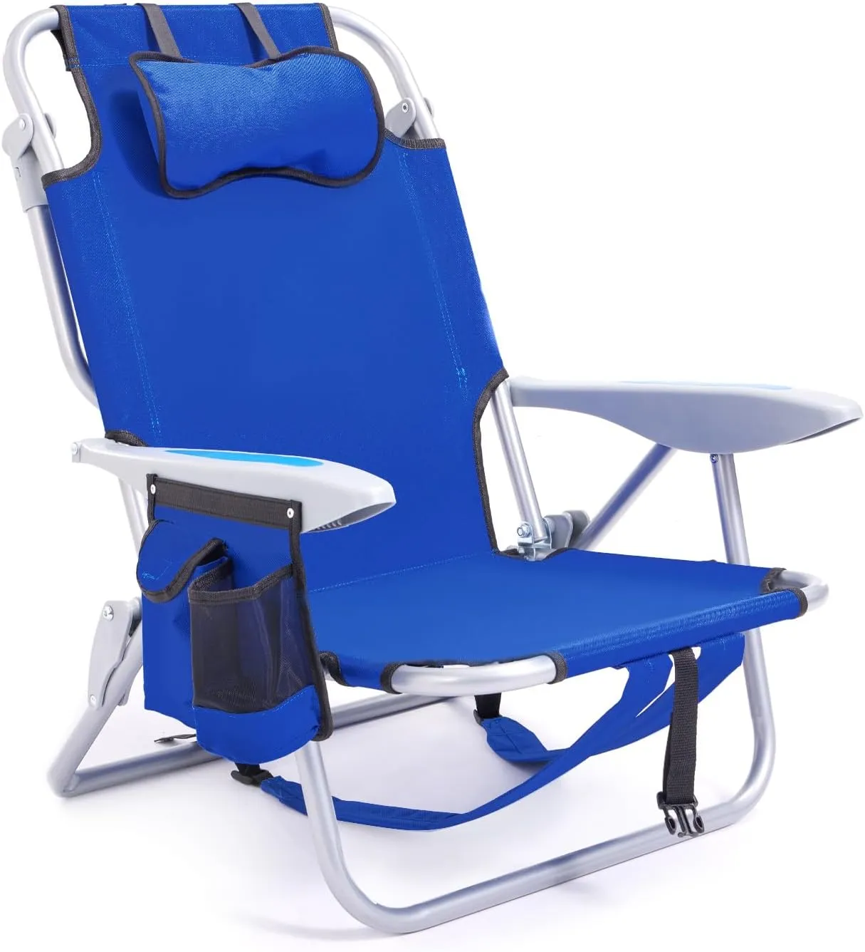 Portable Beach Chair for Adults, 4 Position Backpack Folding Camping Chairs for Outdoor, Beach Chairs with Backpack Straps,Blue…