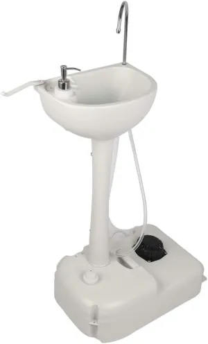 Portable Camping Sink with Towel Holder & Soap Dispenser, Hand Wash Basin Stand with Rolling Wheels, Camping Sink Hand Wash Station for Outdoor Travel Boat Gather Garden Worksite(No Recovery Tank)