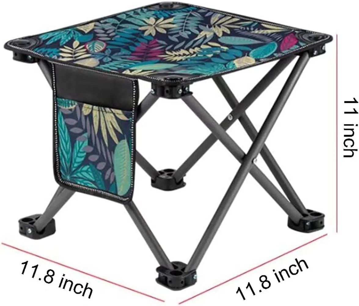 Portable Camping Stool with Side Pocket Camping Seat 11.81in Folding Camping Stool Portable Outdoor Camping Chair with Carry Bag for Outdoor Travel Camping Fishing Hiking