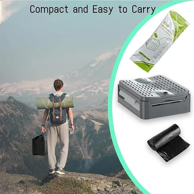 Portable Camping Toilet for Adults, Folding Toilet with Lid Supports up to 500lbs, Porta Potty for Camping and Cabin Use, Outdoor Travel Toilet for Car, Traffic Jam, Hiking (Black)