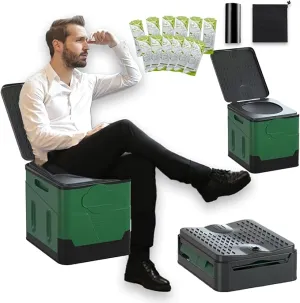 Portable Camping Toilet for Adults, Folding Toilet with Lid Supports up to 500lbs, Porta Potty for Camping and Cabin Use, Outdoor Travel Toilet for Car, Traffic Jam, Hiking (Green)