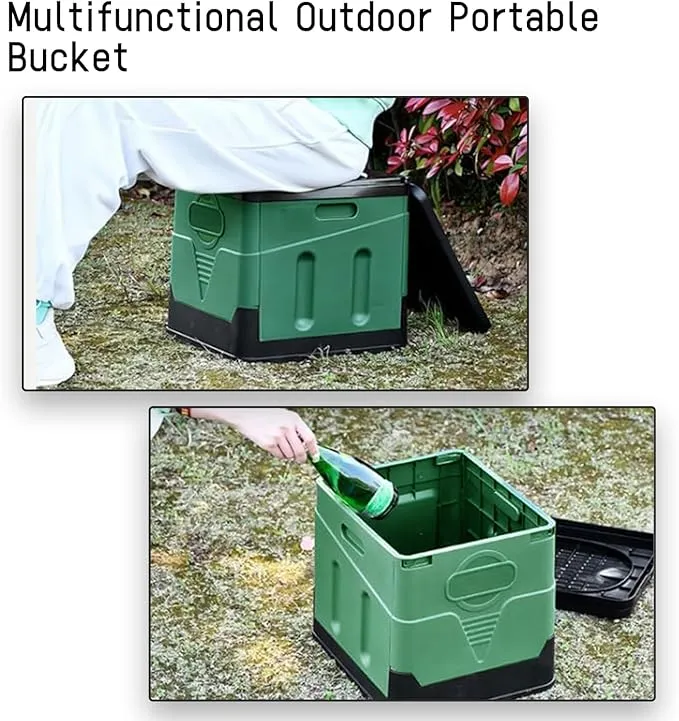Portable Camping Toilet for Adults, Folding Toilet with Lid Supports up to 500lbs, Porta Potty for Camping and Cabin Use, Outdoor Travel Toilet for Car, Traffic Jam, Hiking (Green)
