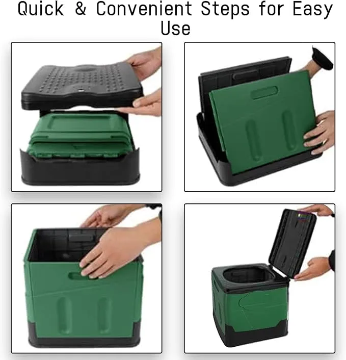 Portable Camping Toilet for Adults, Folding Toilet with Lid Supports up to 500lbs, Porta Potty for Camping and Cabin Use, Outdoor Travel Toilet for Car, Traffic Jam, Hiking (Green)