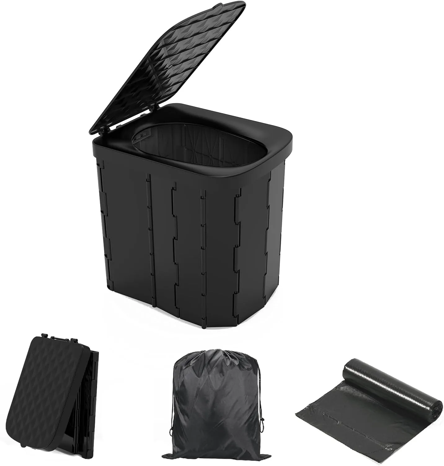Portable Camping Toilet for Adults - Hapoon XL Portable Folding Toilet with Lid,Travel Portable Potty for Adults,Porta Potty Car Toilet