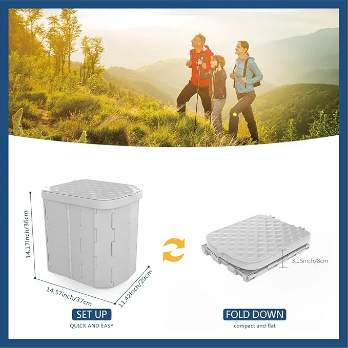 Portable Camping Toilet for Adults - Hapoon XL Portable Folding Toilet with Lid,Travel Portable Potty for Adults,Porta Potty Car Toilet,Grey