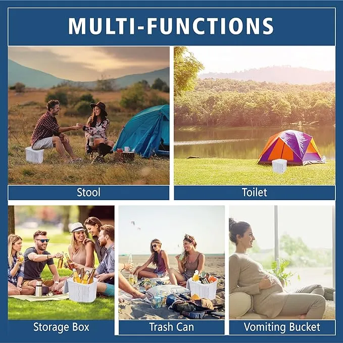 Portable Camping Toilet for Adults - Hapoon XL Portable Folding Toilet with Lid,Travel Portable Potty for Adults,Porta Potty Car Toilet,Grey