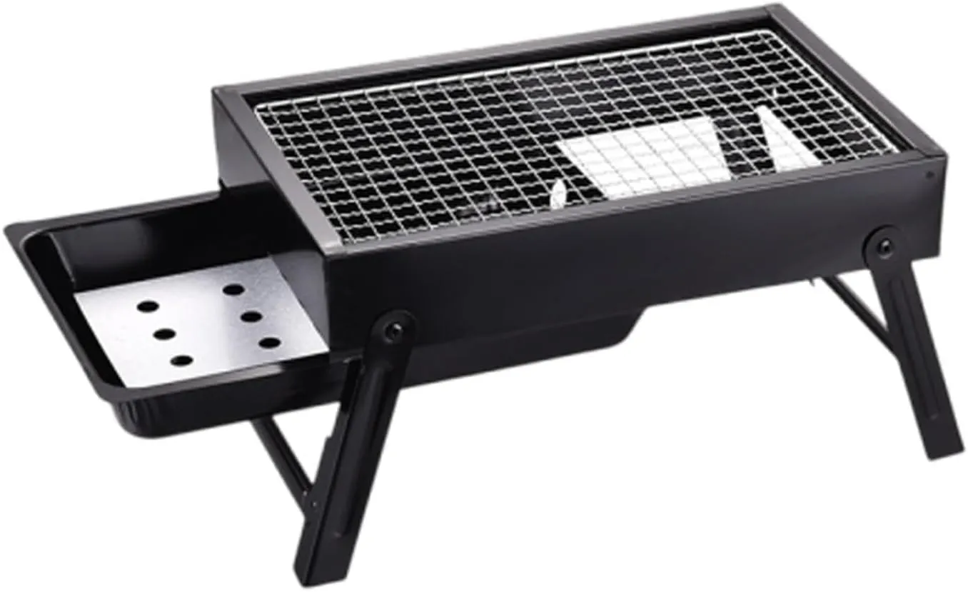 Portable Charcoal Barbecue Grill, Mini Stainless Steel Compact BBQ Grill for Travel, Outdoor Cooking, Camping, Picnic, Patio, Backyard