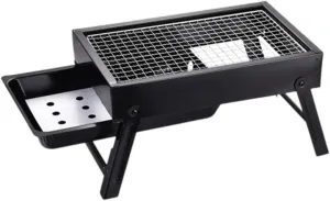 Portable Charcoal Barbecue Grill, Mini Stainless Steel Compact BBQ Grill for Travel, Outdoor Cooking, Camping, Picnic, Patio, Backyard