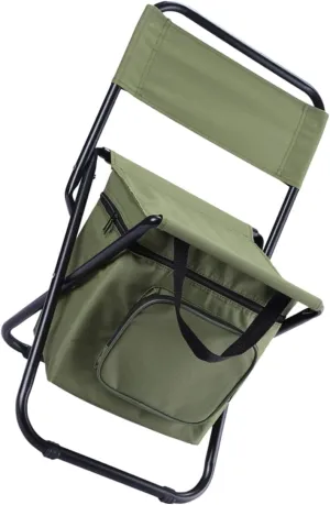 Portable Collapsible Camping Chair with Insulated Cooler Bag Ergonomic Outdoor Folding Stool for Fishing Travel Picnics and Hiking Lightweight Design