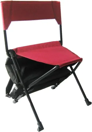 Portable Durable Folding Backpack Chair, Red - Perfect for Camping, Sporting Events, Campfires, Hiking, and Outdoor Recreation, Built in Pockets for Storage