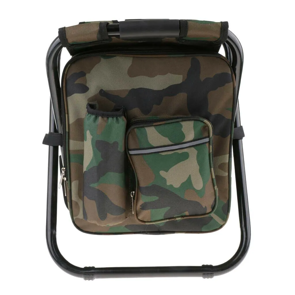 Portable Folding Backpack Chair Camping Stool Cooler Bag Rucksack Beach Fishing 150kg load Green-SA_Metro