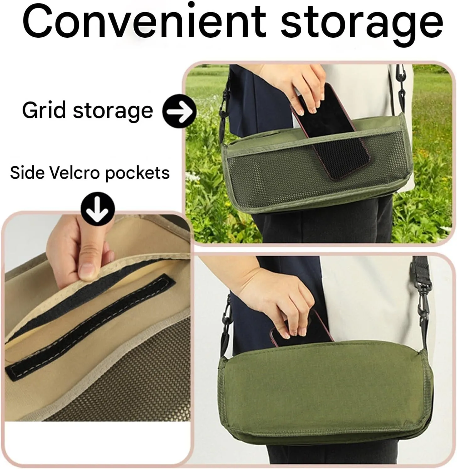 Portable Folding Camping Stool – Lightweight Shoulder Carry Chair for Outdoor Travel, Fishing, Hiking, Train Line, and Queue Waiting(Black)