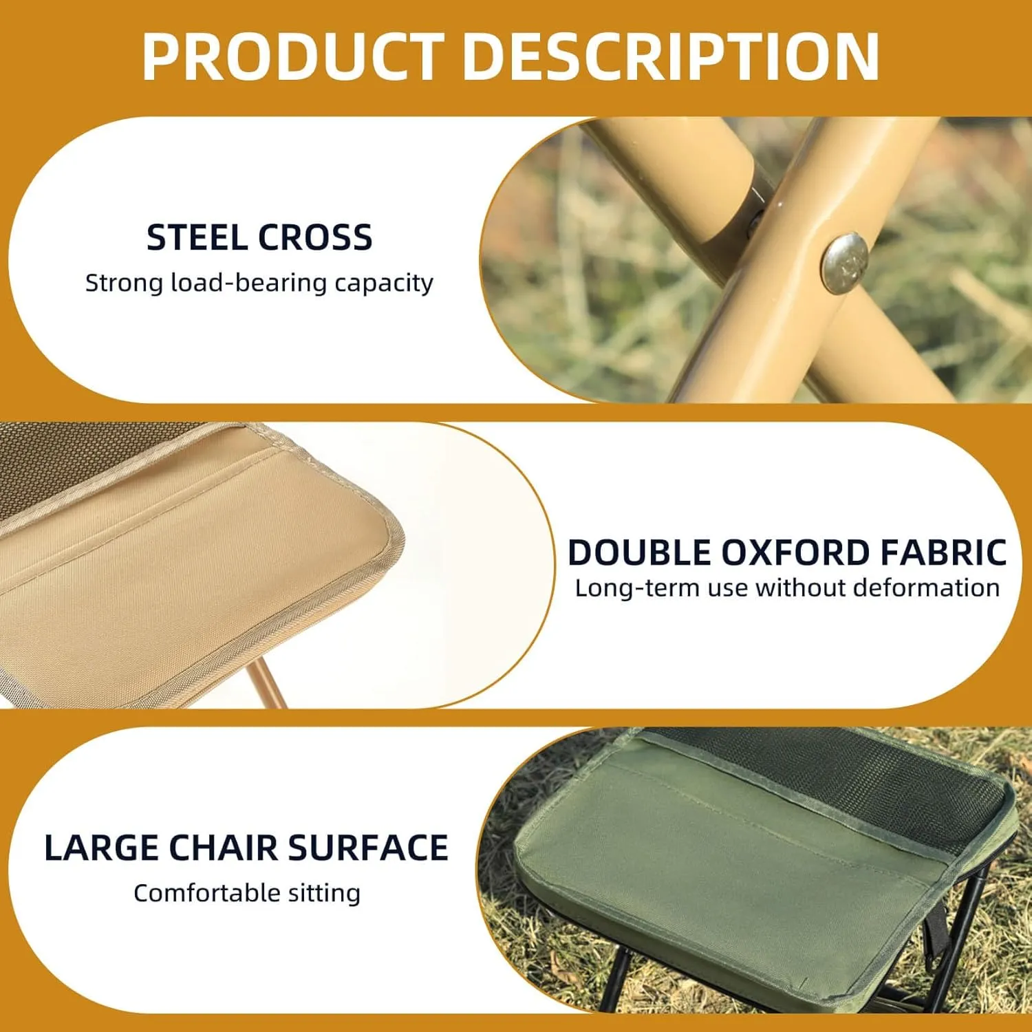 Portable Folding Camping Stool, Small Foldable Stool, Multiple Storage Pockets, Outdoor Zipper Pack Folding Chair for Traveling, for Camp, Outdoor Chair for Beach Hiking Travel Fishing (Green, Small)