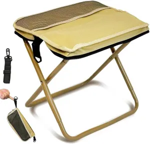 Portable Folding Camping Stool with Storage Pockets – Lightweight Compact Outdoor Chair for Hiking, Fishing, and Travel – Aluminum Frame