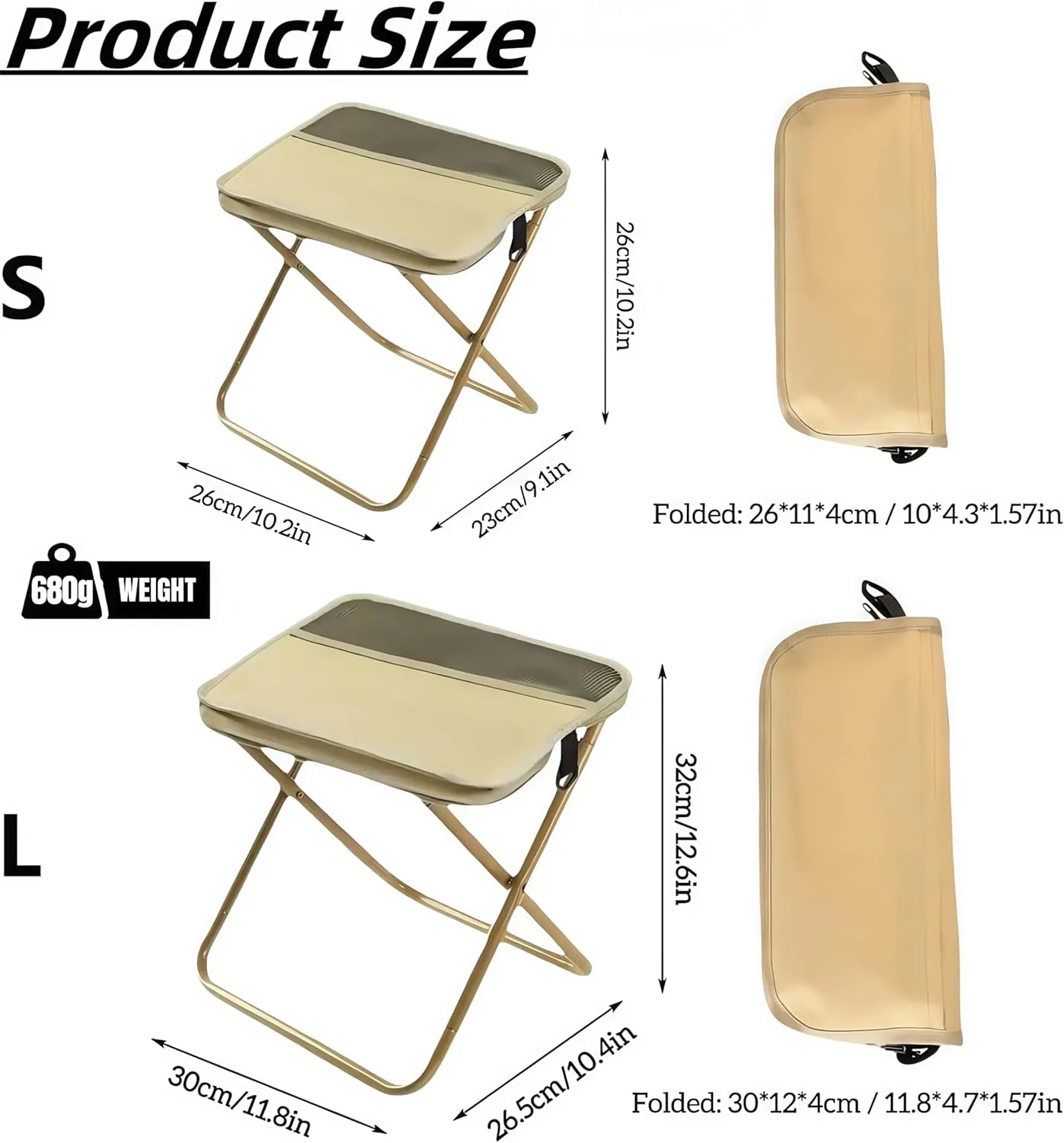 Portable Folding Camping Stool,Small Foldable Stool Hold Up to 350 LBS,Multiple Storage Pockets,Compact Collapsible Footstool for Outdoor Travel,Fishing,Concert (Shoulder Bag - Green, Large)