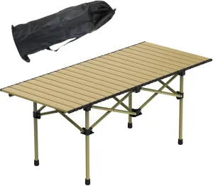 Portable Folding Camping Table, Lightweight Foldable Picnic Tables with Carry Bag, Carbon Steel Material for Indoor Picnic Party Dining Camp, Khaki