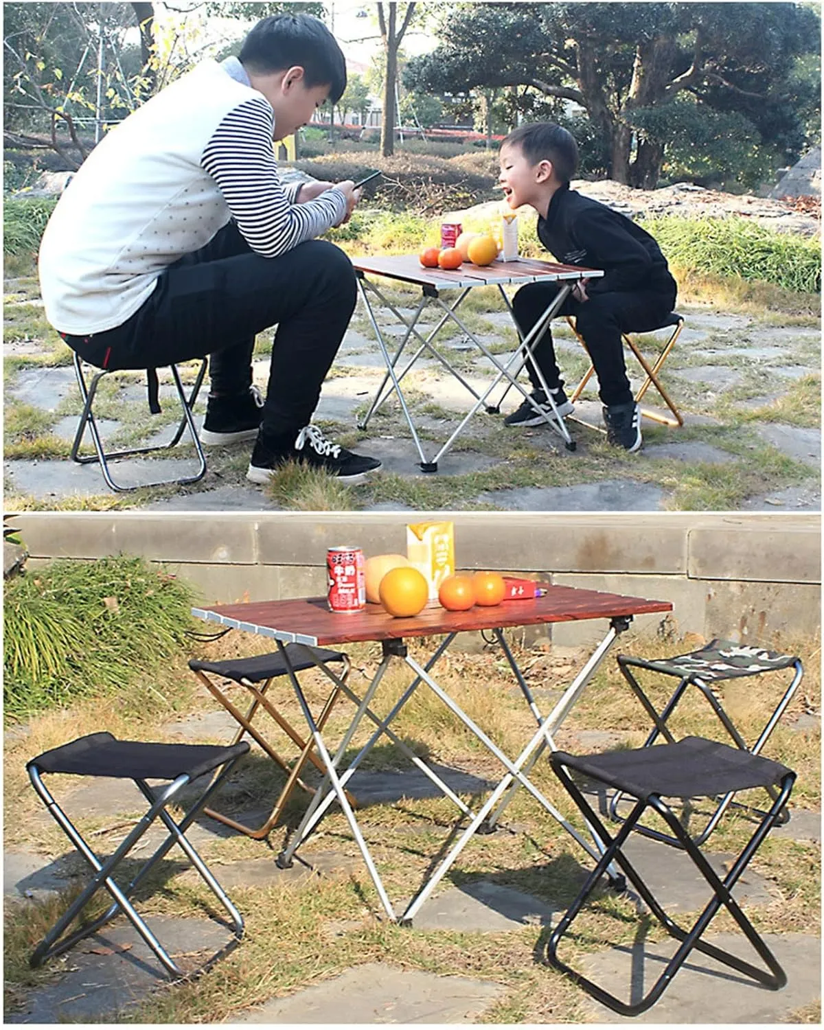 Portable Folding Stool - Camping Stool, 28CM Height Folding Stool with Carry Bag, Aluminum Alloy Bracket, Load Capacity 200kg, for Camping, Fishing, Picnic (Color : Red)