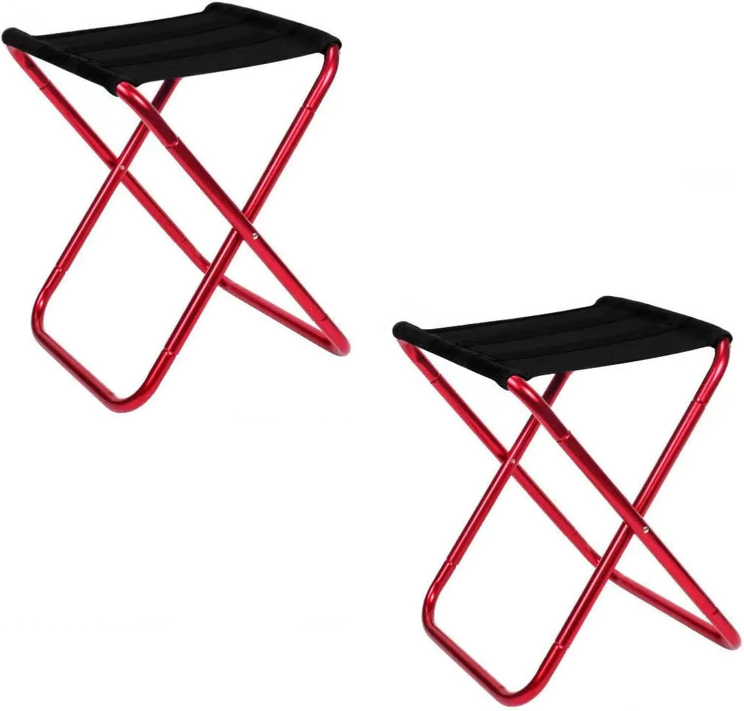 Portable Folding Stool - Camping Stool, 28CM Height Folding Stool with Carry Bag, Aluminum Alloy Bracket, Load Capacity 200kg, for Camping, Fishing, Picnic (Color : Red)