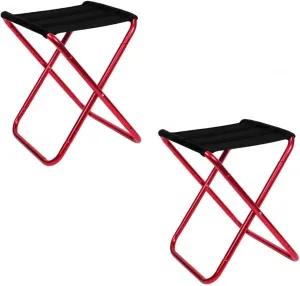 Portable Folding Stool - Camping Stool, 28CM Height Folding Stool with Carry Bag, Aluminum Alloy Bracket, Load Capacity 200kg, for Camping, Fishing, Picnic (Color : Red)