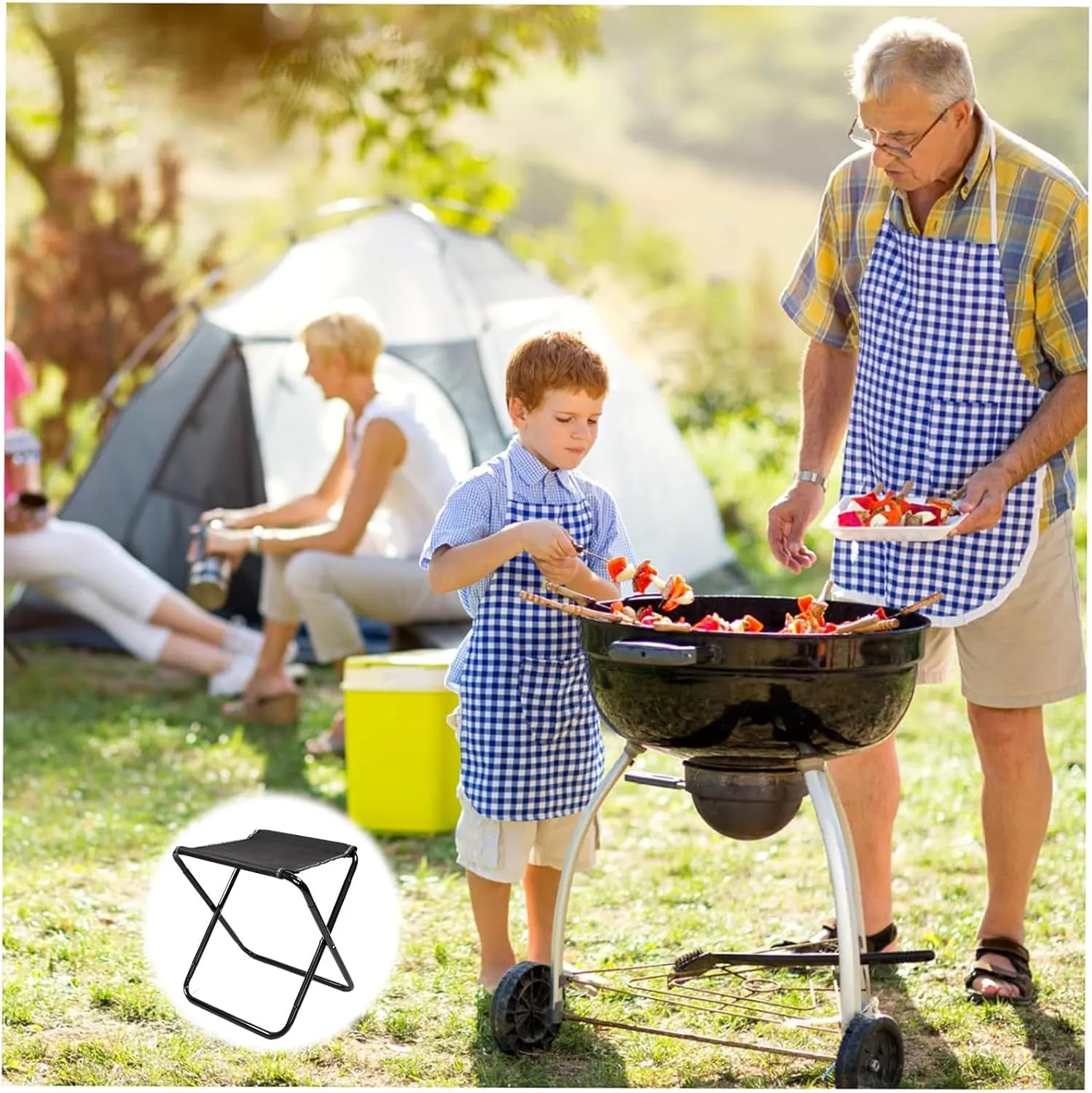 Portable Folding Stool, Camping Stool, Folding Camping Stool, Lightweight, Sturdy, with Bag, for Fishing Hiking Gardening BBQ,S, Small