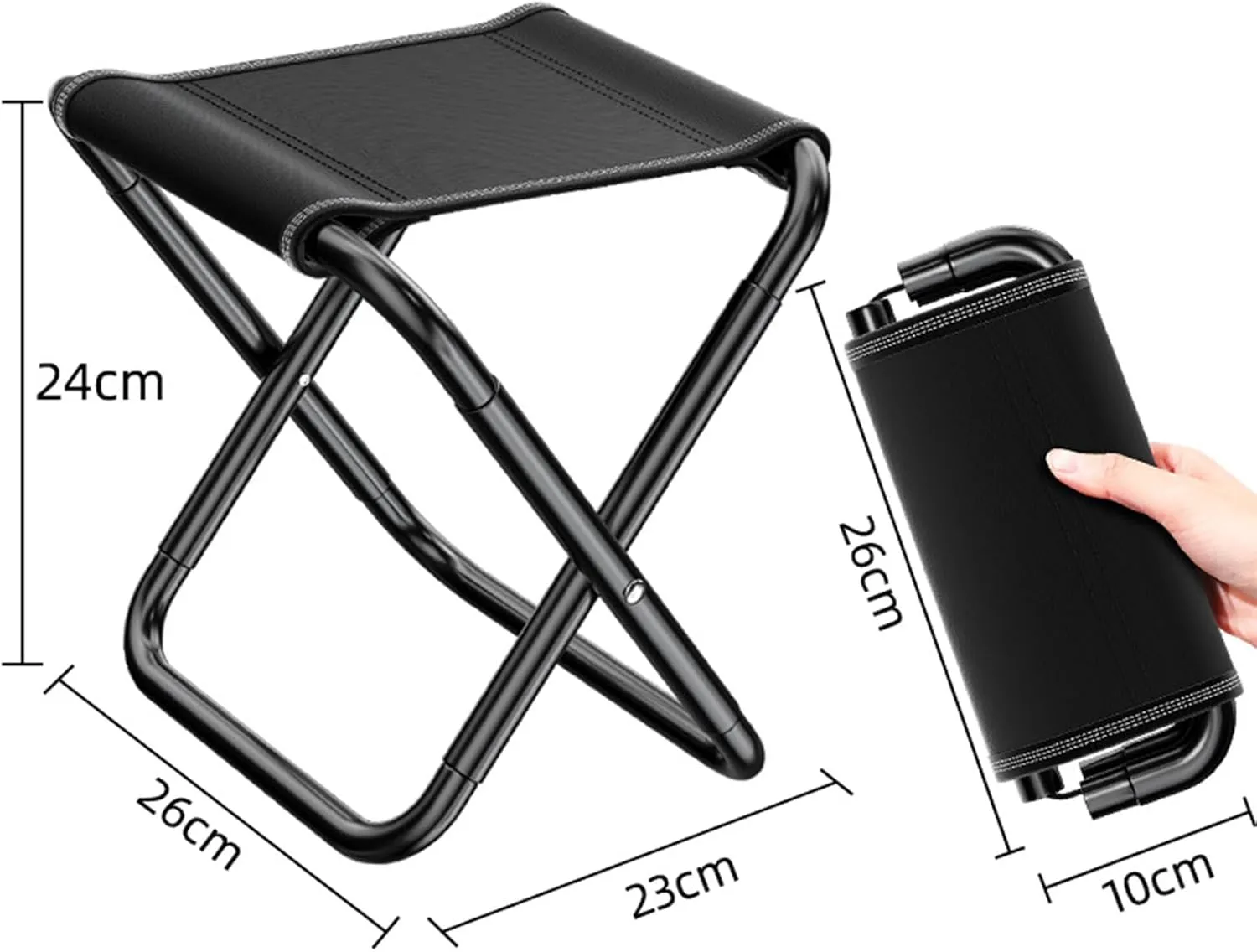 Portable Folding Stool, Camping Stool, Folding Camping Stool, Lightweight, Sturdy, with Bag, for Fishing Hiking Gardening BBQ,S, Small