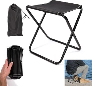 Portable Folding Stool, Camping Stool, Folding Camping Stool, Lightweight, Sturdy, with Bag, for Fishing Hiking Gardening BBQ,S, Small