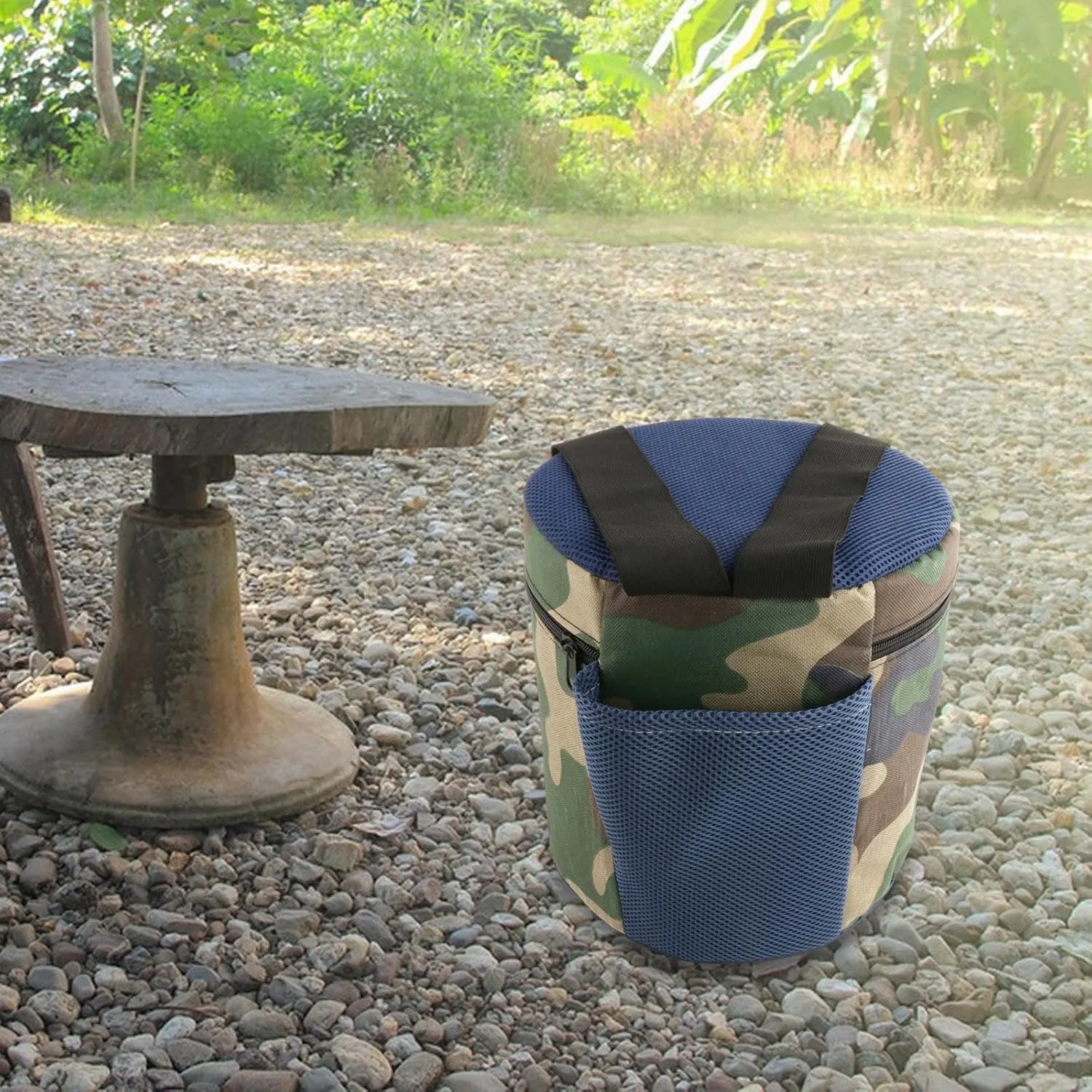 Portable Garden Stool, Camping Seat, Wearable Lightweight,Compact with Pouch,Footstool,Weeding Chair for Camping,Lawn Sitting, Blue